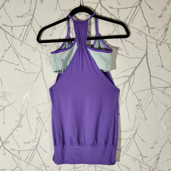 Lululemon Purple No Limits Tank w/ Mint Luon Built In Bra - Picture 3 of 4